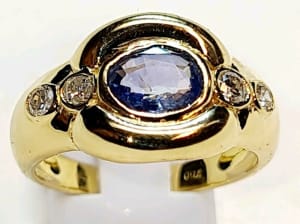 Natural Ceylon Sapphire and Diamond Ring 18ct Gold