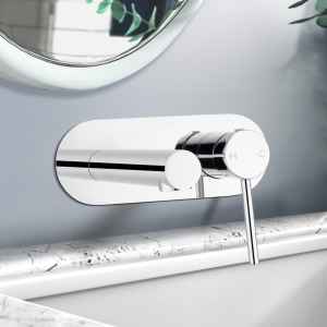 Round Chrome Bathtub Spout Basin Wall Mixer With Water Spout