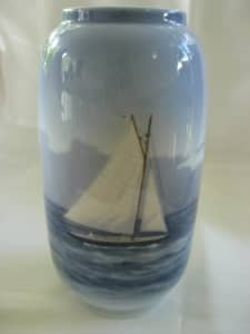 Royal Copenhagen Vase - Antique Blue Sailing Boat