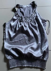 Evening Top SIlver Size 10-12