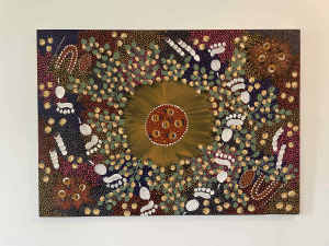 Indigenous painting purchased from artist in Alice Springs