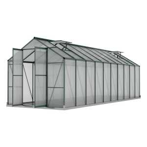 Greenfingers Greenhouse 6.3x2.44x2.1M Aluminium Polycarbonate Green H