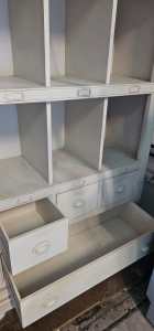 Tall white wood cabinet