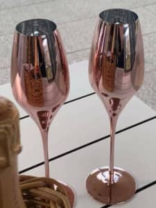 Rose Gold Glass Champagne Flute Goblet Party Wedding Anniversary Gift