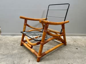 Vintage Rattan Cane Recline-able Armchair Frame