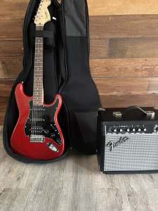 Fender Squier Stratocaster Electric Guitar and Amp