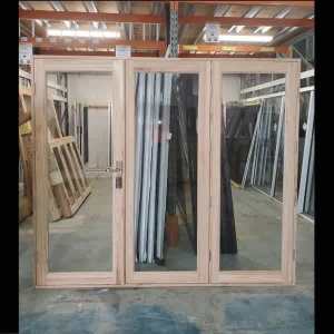 Bifold Door - 2100h x 2410w Solid Mindi H/wood 3 Panel New 44760