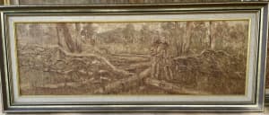 THE WOODCUTTERS large oil painting