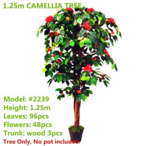 Wowmart In/outdoor Artificial Camellia Tree Topiary 1.25m Plant #2239