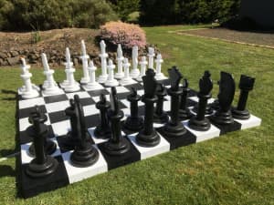 Large Handmade Wooden outdoor Chess set and Board
