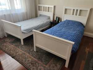 2 x Ikea Hemnes Single Bed Frames & Slatted Bed Bases