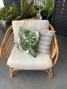 Cane Outdoor Lounge Chair with Cushions