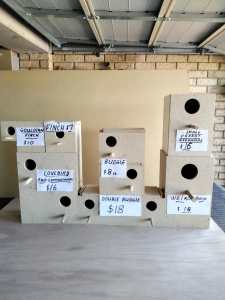 Nesting boxes for a variety of birds. (Prices start from $7)
