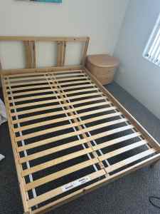 Double bed frame, bedside table and tall boy