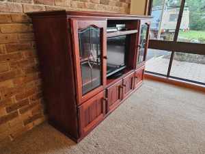 SOLID timber TV CABINET with doors