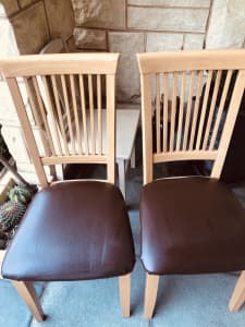 2 wooden kitchen chairs, sturdy no rips ￼