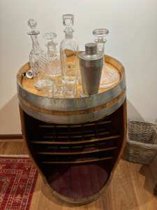 Margaret Rivet Oak wine cask bar/cocktail cabinet