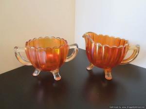 Carnival glassware - jug & sugar bowl