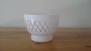 White Glass Crystal Cut Candle Holder Decorative Bowl