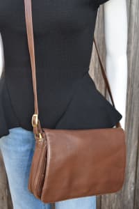 Brown Leather Handbag - EUC