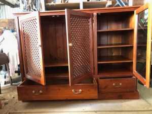 Timber / lattice TV cabinet