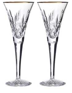 Set of 2 Waterford Lismore Crystal Gold Flutes RRP $399- FIXED PRICE