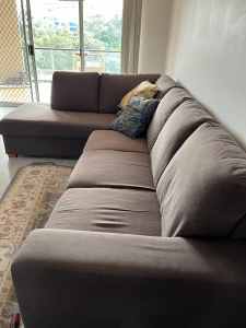 3 seat and chase sofa. Coffee colour