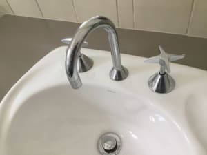 Vanity with taps & towel rail