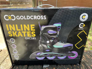 Gold cross inline roller skates