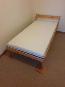 Single bed wood frame and slats firm mattress as new IKEA