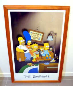 Large The Simpsons Glass Framed Print - Official Licensed VGC