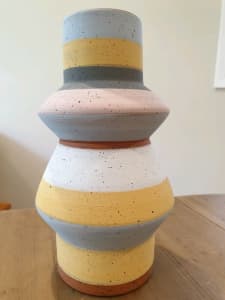 Terracotta enamel painted vase