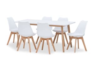 LQQK ALYSSA DINING TABLE SUITE WITH 6 CHAIRS WHITE AAA