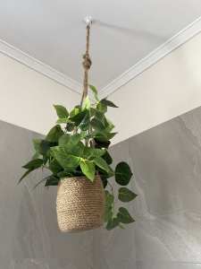 Faux hanging plant in basket