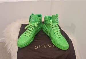 Authentic Gucci Neon Green Nike Highcut Men Sneakers 