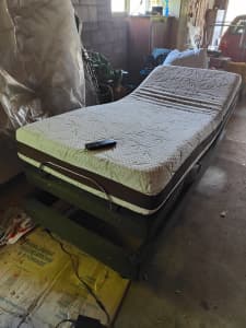 Adjustable King Single Bed, Mattress and Topper.