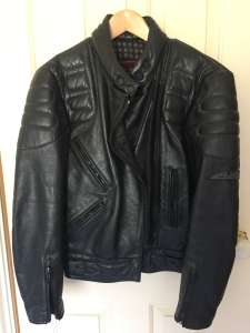 Mens leather biker jacket, large