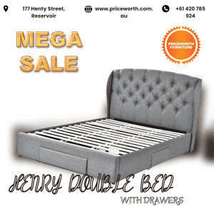 FLASH SALE!!! HENRY DOUBLE BED WITH DRAWERS FOR SALE!!!