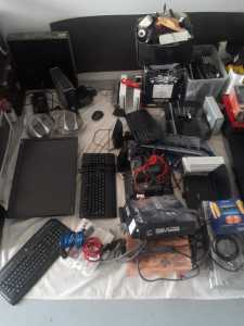 Various electronics, LCD monitors, XBOX/PS3, cables - shed clean out