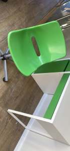 Green and White Study Desk with Chair