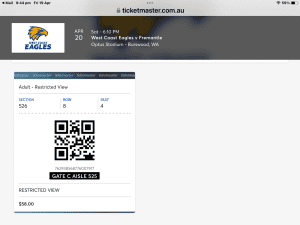 AFL west coast eagles and dockers derby ticket