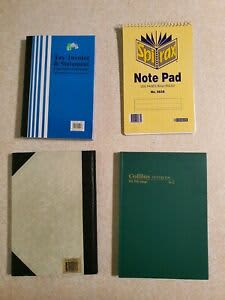 Collins A5,A-Z note book, tax invoice carbon less