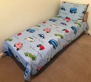 Ikea Sniglar childs bed, mattress, doona, pillow, cover set, Montrose