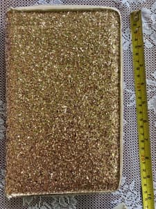 Clutch purse wallet Golden glitter with mirror and card slots