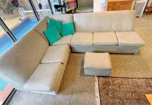 Vintage L shaped couch sofa with footstool - pick up Kenmore