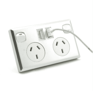 SILVER DOUBLE USB WALL PLATE GPO POWER POINT SOCKET GPO with dual USB