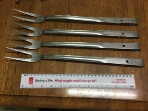 Four Stainless Steel 37 cm long BBQ Roasting Forks
