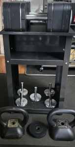 Ironmaster Adjustable Dumbbells 47.6KG Each /  Stand & 2 IM Kettlebell