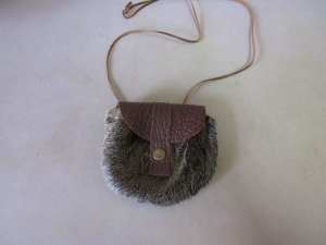 NAMIBIA HENTIES BAY SEAL FUR SUEDE LEATHER SMALL POUCH BAG