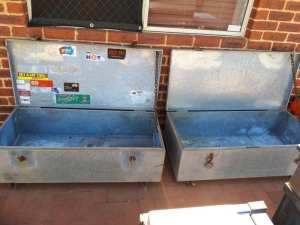 Tool Boxes x 2. 2mm galvanized steel. 1200mm Long. 550mm Wide. 350mm H